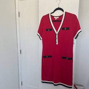 Etcetera Red Mini Dress with Black Accents